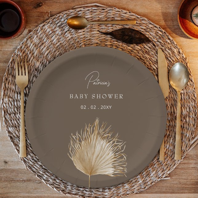 Plato De Papel Elegante Baby Shower rústico botánico (Rustic Boho Paper Plate)