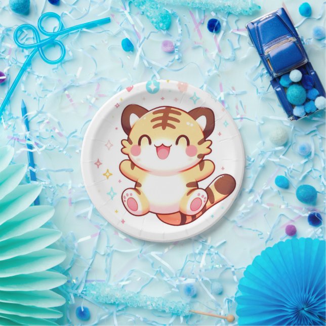 Plato De Papel Elegante Baby Shower Tiger (Fiesta)