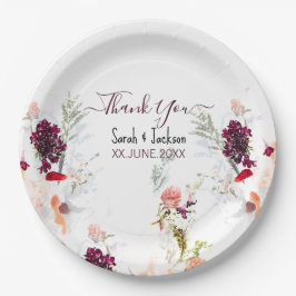 PLATO DE PAPEL ELEGANTE BABY SHOWER VERDE, NARANJA, ROJO Y VINO