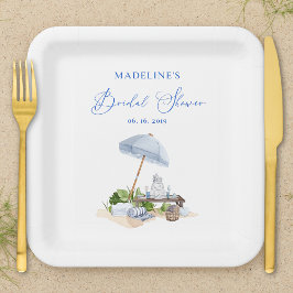 Plato De Papel Elegante Beach Picnic Beach Bridal Shower