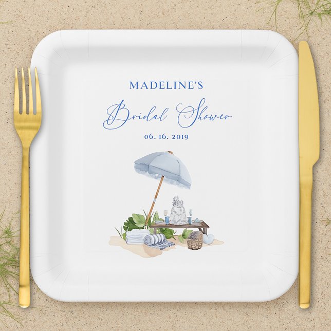 Plato De Papel Elegante Beach Picnic Beach Bridal Shower (Subido por el creador)