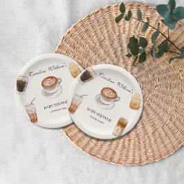 Plato De Papel Elegante bebé está preparando café para bebé ducha