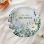 Plato De Papel Elegante bebé floral de Rubor en flor<br><div class="desc">Completa tu disposición de la mesa de la ducha de bebé con nuestras placas de papel de la ducha con flores de primavera Verde azulada y Rubor Baby In Bloom. Diseñados con delicados florales de color ruidoso y verde azulado, estos platos le dan un toque fresco y sofisticado a su...</div>