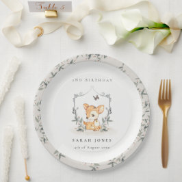Plato De Papel Elegante bebé venado Escudo floral cualquier cumpl
