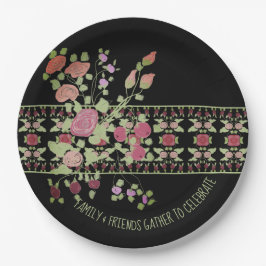 Plato De Papel Elegante Berry Shade Floral