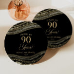 Plato De Papel Elegante Black Gold Agate 90th Birthday Party<br><div class="desc">¡Esta es una elegante bolsa de papel de la 90ª Agate de Oro Negro!</div>