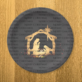 Plato De Papel Elegante Black Silver Natividad Feliz Navidad