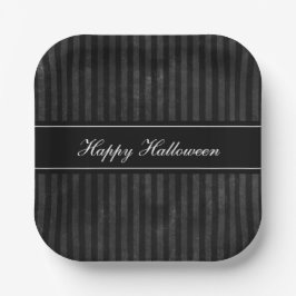 Plato De Papel Elegante Black Stripes Halloween
