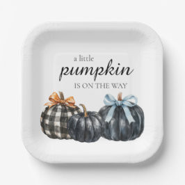 Plato De Papel Elegante Black Watercolor Pumpkins Baby Shower