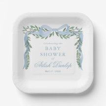 Elegante Blue Bow con GreenBoy Baby Shower