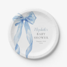 Elegante Blue Bow Ribbon Boy Baby Shower