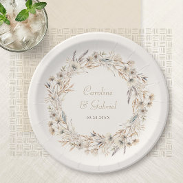 Plato De Papel Elegante Boda Autumn Wildflowers