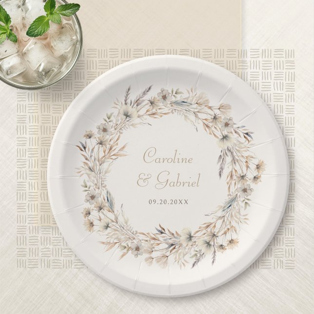 Plato De Papel Elegante Boda Autumn Wildflowers (Subido por el creador)