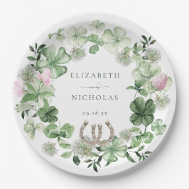 Plato De Papel Elegante Boda botánico de Clover Horseshoes