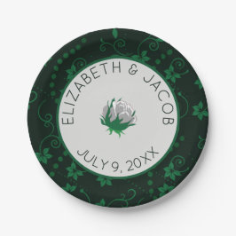 Plato De Papel Elegante Boda Camellia Blanco