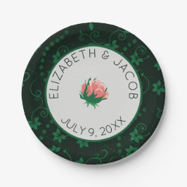 Plato De Papel Elegante Boda Camellia Rosa