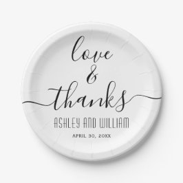 Plato De Papel Elegante boda de caligrafía de escritura cursiva