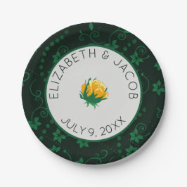 Plato De Papel Elegante Boda de camellia amarillo con mantequilla