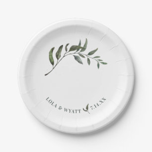 Plato De Papel Elegante Boda de Eucalyptus Greenery