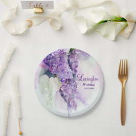 Plato De Papel Elegante Boda de Flores Lilac