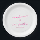 Plato De Papel Elegante Boda de guiones Minimalista blanco y rosa<br><div class="desc">Placas de papel de Boda de guiones elegantes y Minimalistas blancos y rosados Estos maravillosos platos elegantes de fiesta son perfectos para bodas, duchas de novias, duchas para bebés, cumpleaños, bautizos, graduaciones y más. Ofrecen un minimalista diseño elegante con un elegante guión rosa sobre un simple fondo blanco. Se incluyen...</div>