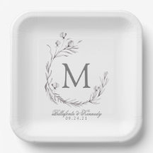 Elegante Boda de guirnalda gris blanco botánico