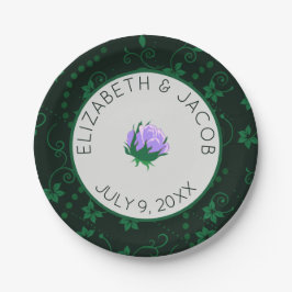 Plato De Papel Elegante Boda de Lavanda Camellia