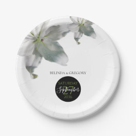 Plato De Papel Elegante Boda de Lilies Blancos