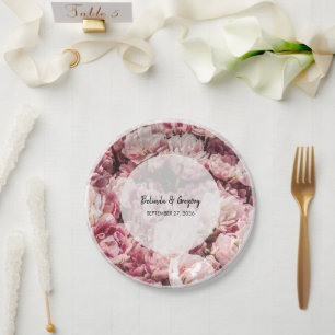 Plato De Papel Elegante Boda de Peonies Rosados
