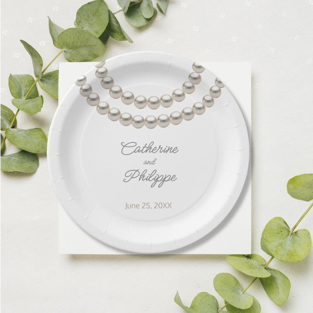 Plato De Papel Elegante Boda del collar de la Perla (Subido por el creador)