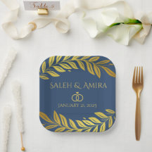 Elegante Boda Dorada y Azul