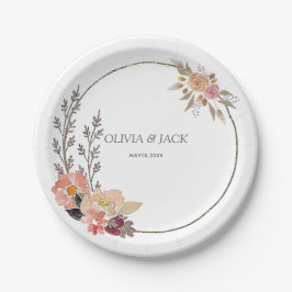 Plato De Papel Elegante Boda floral