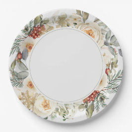 Plato De Papel Elegante Boda floral de invierno
