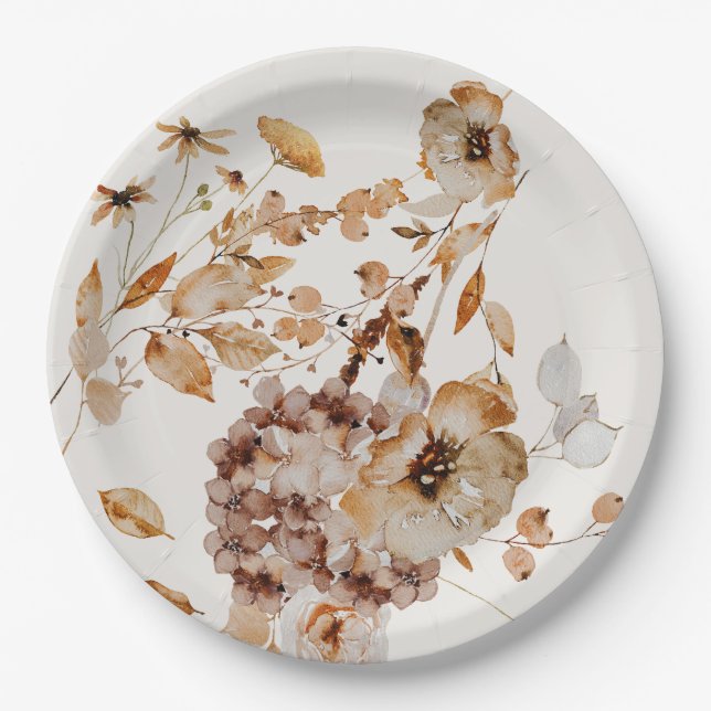 Plato De Papel Elegante Boda floral de Woodland Fall (Anverso)