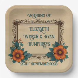 Plato De Papel Elegante Boda floral vintage