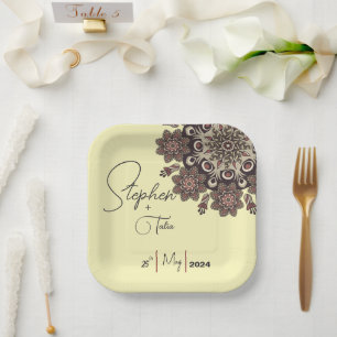 Plato De Papel Elegante Boda inspirado en Mandala