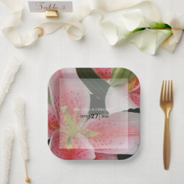 Plato De Papel Elegante Boda Oriental Lilies