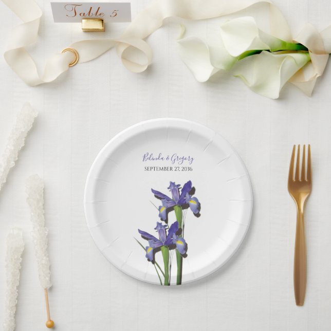 Plato De Papel Elegante Boda Purple Iris (Boda)