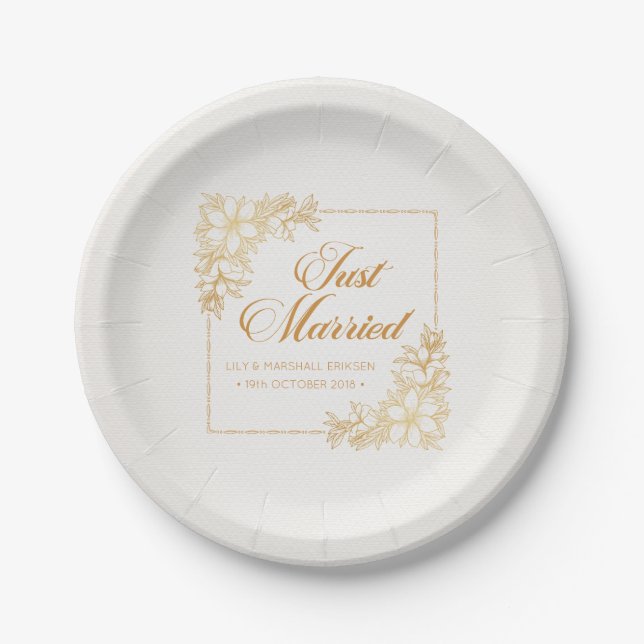 Plato De Papel Elegante Boda recién casado| Placa de papel (Anverso)