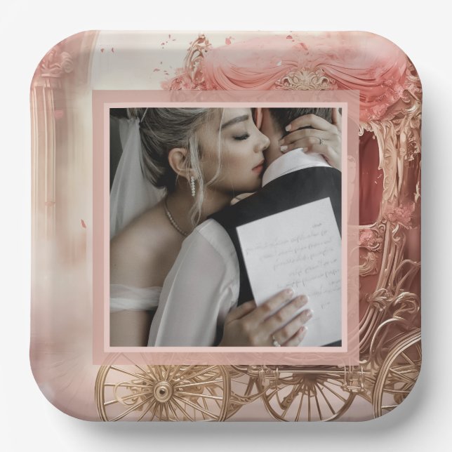 Plato De Papel Elegante Boda romántico (Anverso)