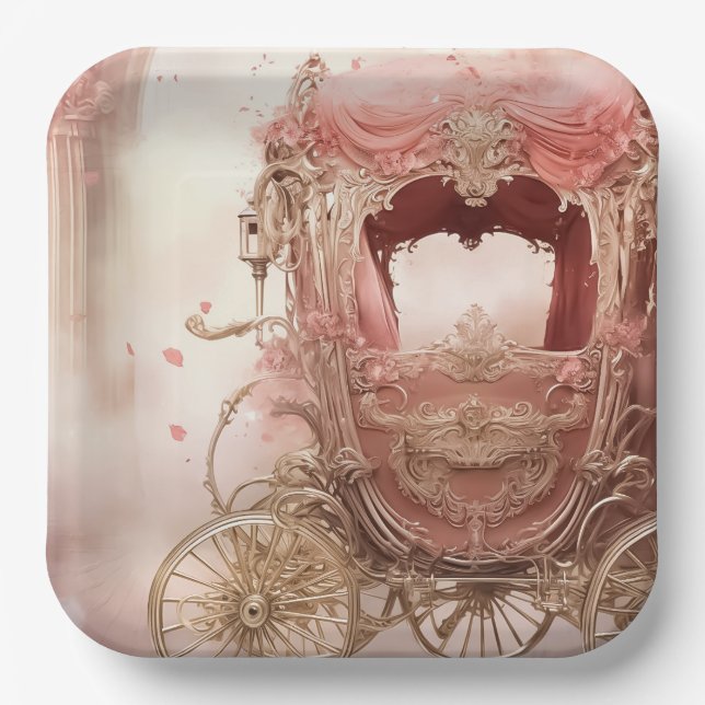 Plato De Papel Elegante Boda romántico (Anverso)