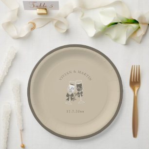 Plato De Papel Elegante Boda verde arena