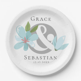 Plato De Papel Elegante Boda y Ampersor Floral
