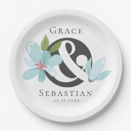 Plato De Papel Elegante Boda y Ampersor Floral
