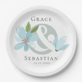 Plato De Papel Elegante Boda y Ampersor Floral