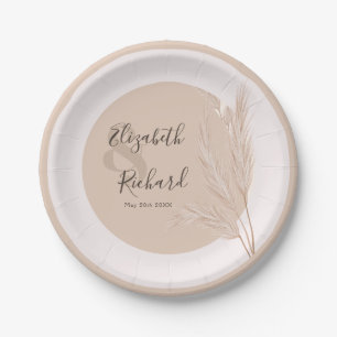 Plato De Papel Elegante Boho Pampas Grass Boda moderno