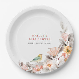 Plato De Papel Elegante Boho Rustic Wildflower Baby Shower