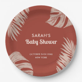 Plato De Papel Elegante Boho Tropical deja Baby Shower
