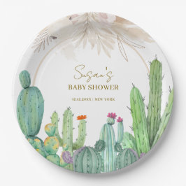 Plato De Papel Elegante Boho Western Cactus Arch Baby Shower