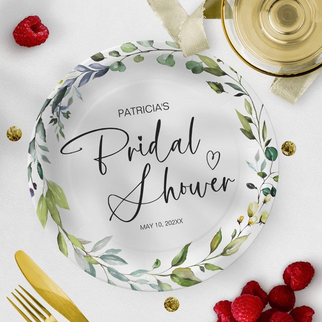 Plato De Papel Elegante Bridal Shower de Verdor (Subido por el creador)